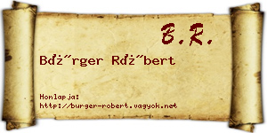 Bürger Róbert névjegykártya